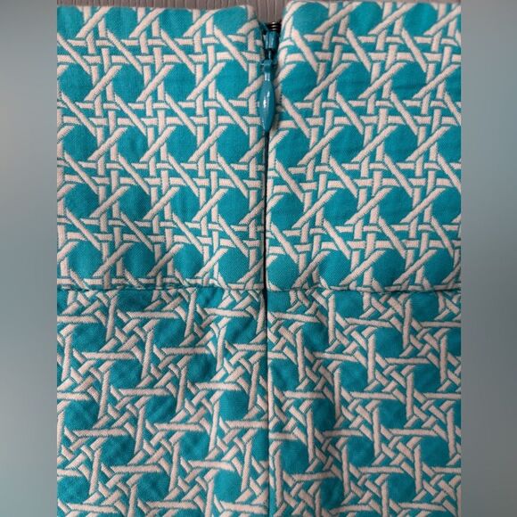 Talbots Petites Teal Geometric MIDI Pencil Skirt, 10P, Preppy, Spring, Easter - Picture 4 of 7